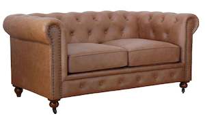 Huskins Chesterfield 2 Seater Sofa - Light Brown
