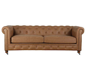 Artsome Vintage: Huskins Chesterfield 3 Seater Sofa - Light Brown