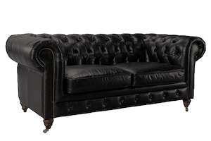 Windsor 2 Seater Aged Leather Chesterfield Sofa