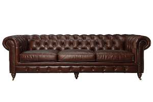 Windsor 3.5 Seater Aged Leather Chesterfield Sofa