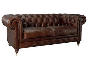 Windsor 2 Seater Aged Leather Chesterfield Sofa