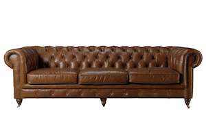 Windsor 3.5 Seater Aged Leather Chesterfield Sofa