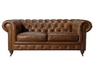 Artsome Vintage: Windsor 2 Seater Leather Chesterfield Sofa
