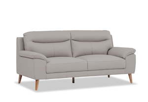 Nebraska 3 Seater Leather Sofa - Pewter