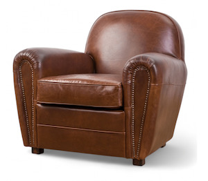 Aged Italian Leather: Bradford Vintage Leather Club Chair