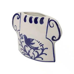 Blanche Vase 18cm - White / Blue