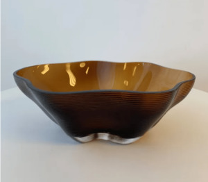 Home Decor: Fleur Decorative Glass Bowl - Amber