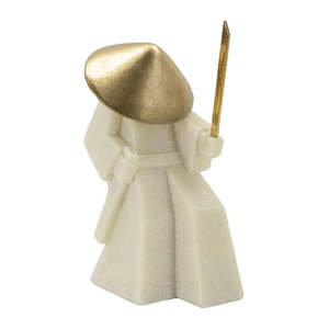 Designer Samurai Figurine - White & Gold - 24cm