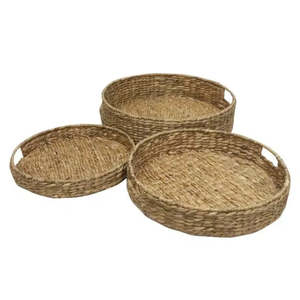 Home Decor: Water Hyacinch set/3 Trays Round