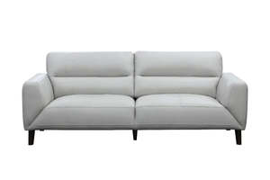 Sofas: Georgia 3 Seater Leather Sofa - Silver
