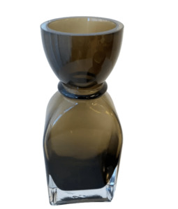 Fleur Round Neck Glass Vase - Large Smoked Olive