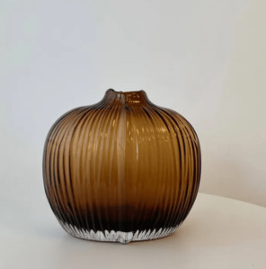 Vases: Fleur Shoulder Glass Vase - Small Amber
