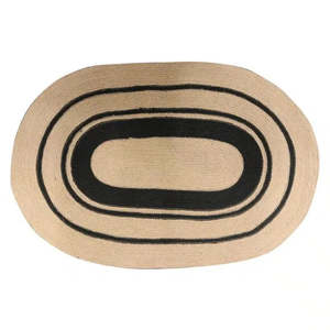 Jute Oval Door Mat - Black + Natural