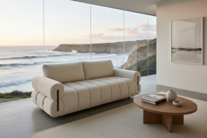 Living: Neave 3 Seat Sofa - Textured Beige