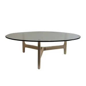 Moda Round Coffee Table - Natural & Glass Clear