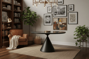 Dining Table: Remi Ceramic top Dining Table - Black