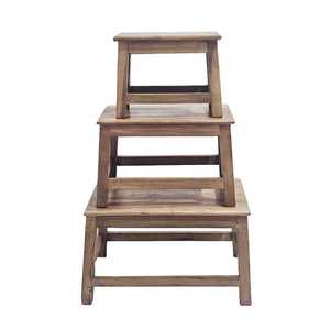 Reclaimed Wooden Stool Set/3 – Natural