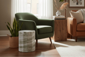 Ottomans Pouf: Waves MGO Stool – Jade Marble