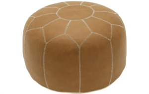 Morocco Vegan Leather Pouf – Brown