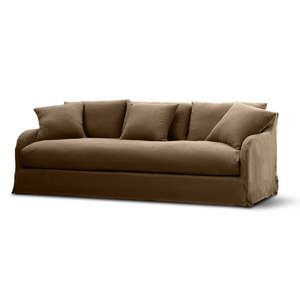 Living: Provincial Slipcover 3-Seater Sofa: French Linen - Mocha