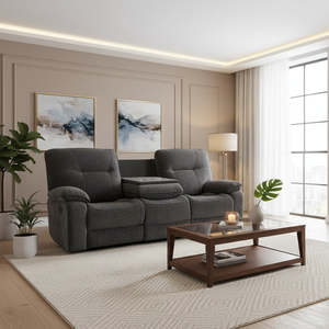 Living: Titan 3 Seater Manual Recliner with Console - Grey