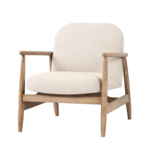Sable Armchair | Linen Look & Light Oak