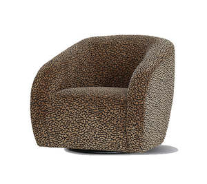Crown Leopard Print Swivel Chair - Black/Brown