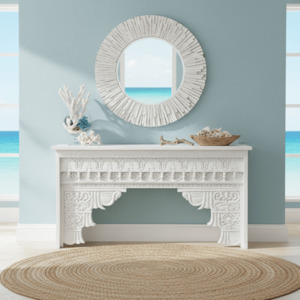 Abigail Carved Console Table - White 1500mm