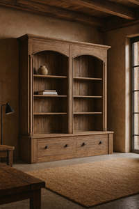 Wall Units Display Cabinets: Hearthside Arch Top Bookcase - Reclaimed Elm