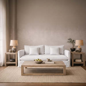 Living: Milford Slipcover 3 Seat Sofa - White/Grey Pinstripes