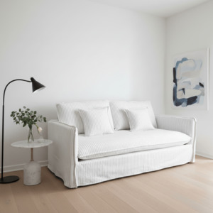 Living: Milford Slipcover 2 Seat Sofa - White & Grey