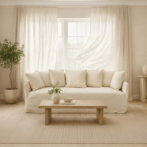 Living: Roxy Slipcover 3 Seater Sofa - Oatmeal