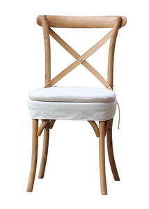 Dining: Florin Cross Back Dining Chair with White Cushion - Reclaimed Elm