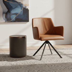 Pure Stewart Leather Swivel Chair - Matt Light Brown