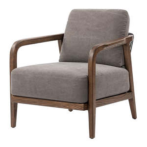 Ashly Armchair | Ash, Rope & Fabric - Grey/Walnut