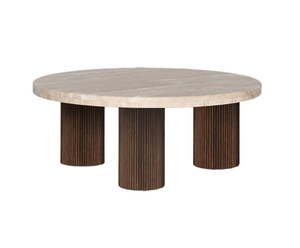 Coffee Table: Hearthstone Travertine Coffee Table - Walnut Ash Legs