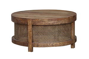 Santorini Elm & Rattan round Coffee Table
