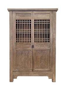 Harvest Carved 2 Door Showcase Cabinet - Reclaimed Elm