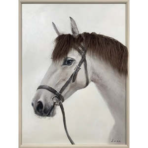 Wall Art: Bad Hair Day - White Horse Canvas