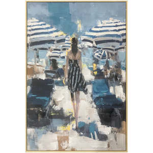 Seaside Stroll Hand-Painted Framed Canvas