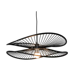 Chandelier Ceiling Light: Handcrafted Bamboo Pendant - Black