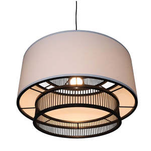 Bamboo & Linen Pendant - Natural/Black