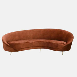 Living: The Jane Adore Curved Sofa - Hazel & Antique Brass