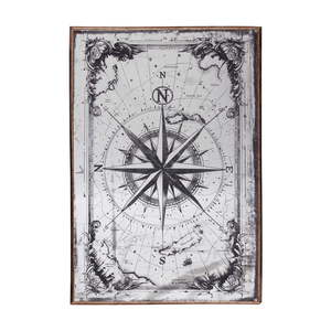 Compass Antique Look Wall Mirror Art | 60x90cm
