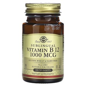 Products: Solgar, Sublingual Vitamin B 12, 1,000 mcg, 100 Nuggets - Online Health
