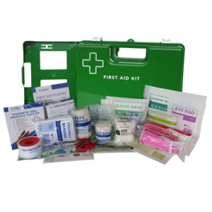 Products: First Aid Kit Work Place 1-15 Person in Large Plastic Green Wall Mountable Box - First Aid Kits Online