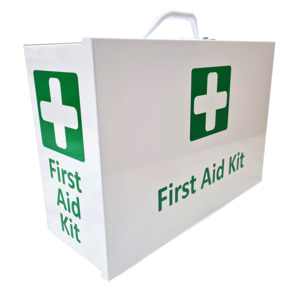 First Aid Metal Box Landscape Large Wall Mountable White Empty - First Aid Kits Online