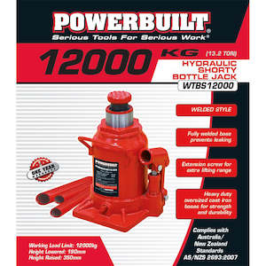 Powerbuilt Cat Jacks: 13.2TON / 12000KG SHORTY BOTTLE JACK