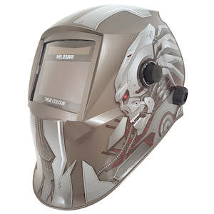 Helmets: WELDSAFE PLATINUM SILVER ROBOT WELDING HELMET