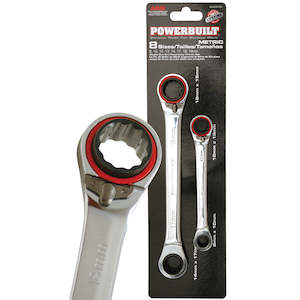 Wrenches Spanner Sets: Powerbuilt 2pc 4-in-1 Metric Reversible Gear Spanner Set